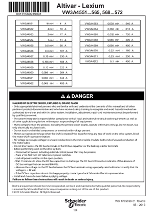 Instruction sheet - Line & motor choke 3 phase: VW3A4551-572