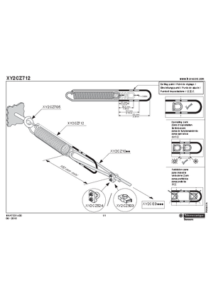 XY2CZ712 End Springs for emergency stop trip wire switches XY2CED, Instruction Sheet