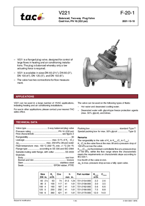 Image of V221 Balanced, Two-way Plug Valve, Cast Iron PN 16