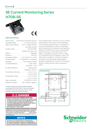 Image of SE Current Monitoring Series H708-S6 - Specification Sheet
