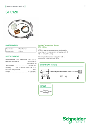 Image of STC120 Contact Temperature Sensor - Specification Sheet