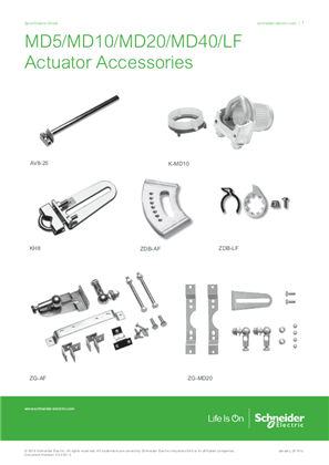Image of MD5/MD10/MD20/MD40/LF Actuator Accessories Specification Sheet