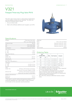 Image of V321 Three-way Plug Valve, Flanged, PN16 Specification Sheet