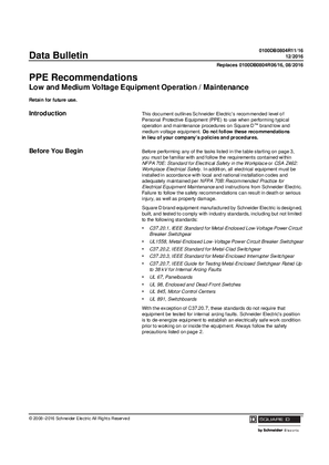 Image of PPE Recommendations for Low and Medium Voltage Equipment Operation Data Bulletin