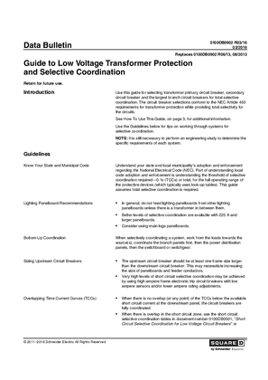 Image of Guide to Low Voltage Transformer Protection and Selective Coordination Data Bulletin