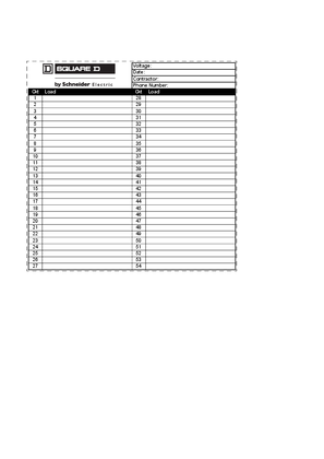 Image of 54-Circuit + 42-Circuit Panelboards Directory Cards (Vertically Numbered)