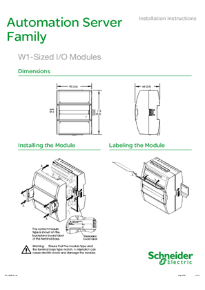 W1-Sized I/O Modules User guide | Schneider Electric