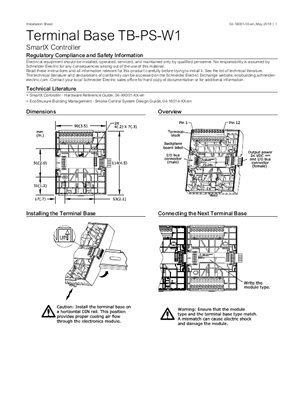 Image of SmartX Controller Terminal Base TB-PS-W1 Installation Sheet