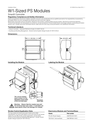 Image of SmartX Controller W1-Sized PS Modules Installation Sheet
