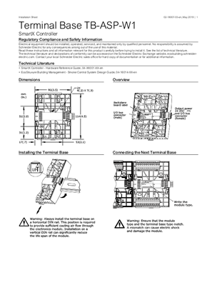 Image of SmartX Controller Terminal Base TB-ASP-W1 Installation Sheet