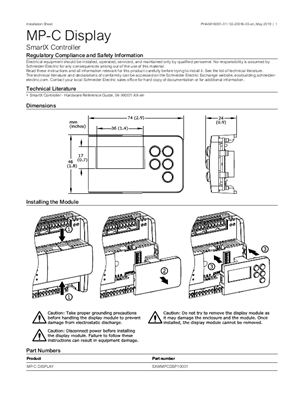 Image of SmartX IP Controller MP-C Display Installation Sheet