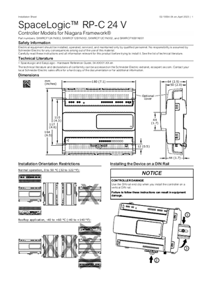 Image of SpaceLogic™ RP-C 24 V Installation Sheet