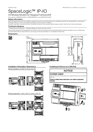 Image of SpaceLogic™ IP-IO Installation Sheet