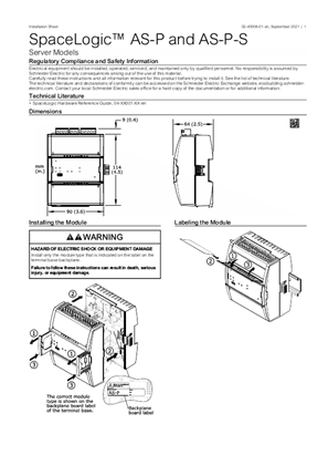 Image of SpaceLogic™ AS-P and AS-P-S Installation Sheet