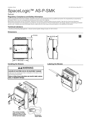 Image of SpaceLogic™ AS-P-SMK Installation Sheet