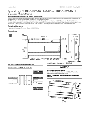 Image of SpaceLogic™ RP-C-EXT-DALI-M-PD and RP-C-EXT-DALI Installation Sheet