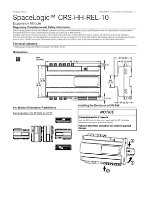 Image of SpaceLogic™ CRS-HH-REL-10 Installation Sheet
