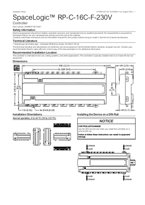 Billede af SpaceLogic™ RP-C-16C-F-230V Installation Sheet