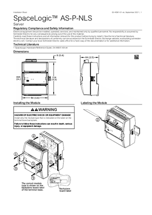 Image of SpaceLogic™ AS-P-NLS Installation Sheet