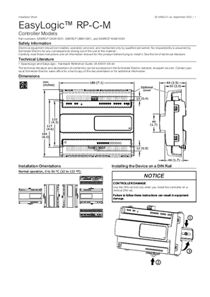 Image of EasyLogic™ RP-C-M Installation Sheet