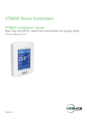 Image of VT8650 RTU, Heat Pump & IAQ Installation Guide