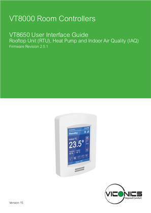 Image of VT8650 RTU, Heat Pump & IAQ User Interface Guide