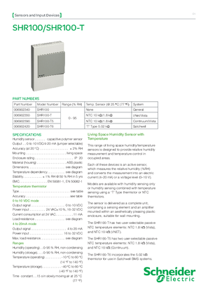 Image of SHR100/SHR100-T Living Space Humidity Sensor with Temperature