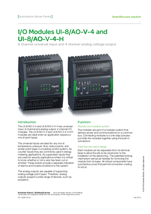 Görüntüsü I/O Modules UI-8/AO-V-4 and UI-8/AO-V-4-H 8 channel universal input and 4 channel analog voltage output