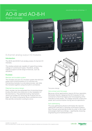 Image of SmartX Controller AO-8 and AO-8-H Specification Sheet