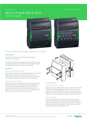 Image of SmartX Controller AO-V-8 and AO-V-8-H Specification Sheet