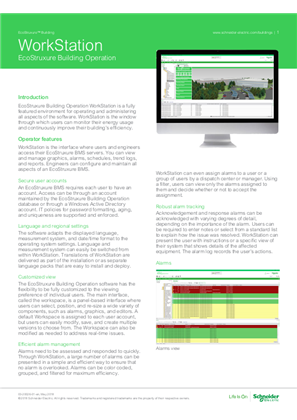 Image of EcoStruxure Building Operation WorkStation Specification Sheet