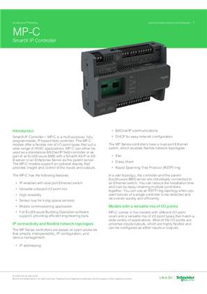Image of SmartX IP Controller MP-C Specification Sheet