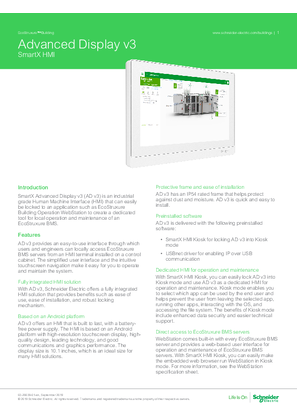 Image of Advanced Display v3 (AD v3) - SmartX HMI Specification Sheet