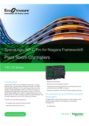Imagem de SpaceLogic MP-C Pro for Niagara Framework Specification Sheet