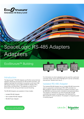 Image of SpaceLogic RS-485 Adapters Specification Sheet