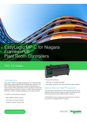 Image de EasyLogic MP-C for Niagara Framework - Plant Room Controllers Specification Sheet