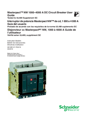 Image of MasterPacT NW 1000-4000 A DC Circuit Breaker - User Guide