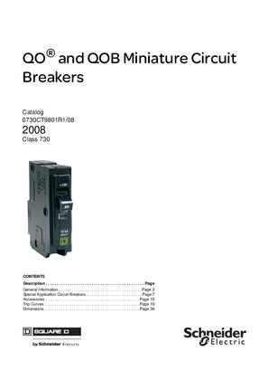 Image of Square D QO and QOB Miniature Circuit Breakers Catalog