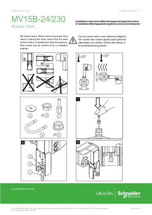 的映像 Actuator Valve MV15B-24 / MV15B-230 Installation Instructions