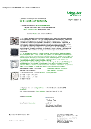 Image de Déclaration UE de Conformité Schneider Electric