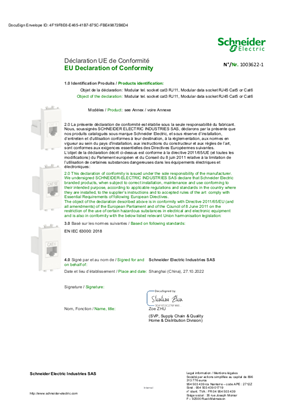 Slika korisnika EU Declaration of Conformity Schneider Electric