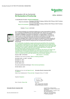 Image of EU Declaration of Conformity Schneider Electric