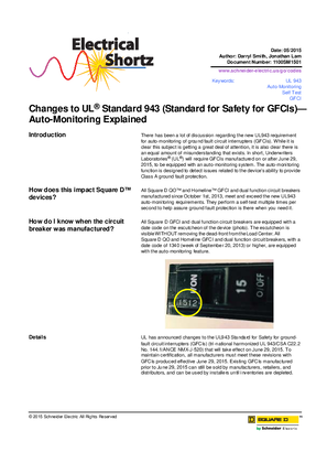 Image of Electrical Shortz: Changes to UL Standard 943 - Technical Data Bulletin