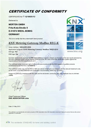 이미지 KNX Certificate