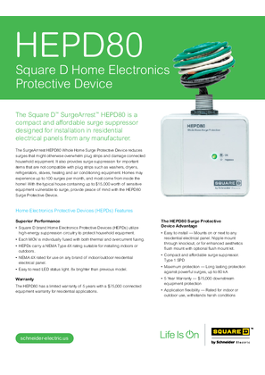 Image of Square D SurgeArrest (HEPD80) Home Electronic Protective Device Handout