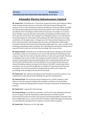 Image of SEIL - 14th AGM Transcript - 03.09.2024