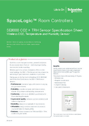 Image of Wireless CO2 + TRH Sensor for SpaceLogic SE8000 Room Controller - Specification Sheet
