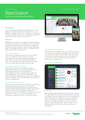 WebStation - EcoStruxure Building Operation Specification Sheet v2.0 ...