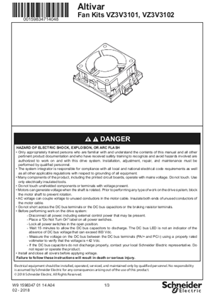 イメージ Instruction sheet - Fan: VZ3V3101, VZ3V3102
