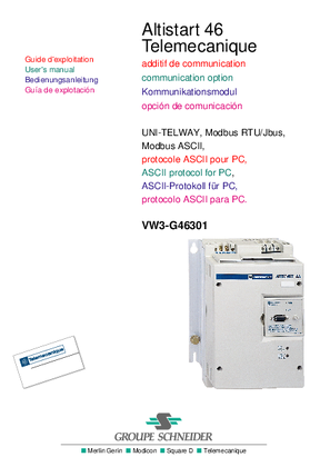 Image of User's manual UNI-TELWAY ATS46 : VW3G46301